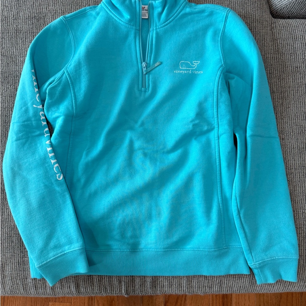 Vineyard Vines Women's Aqua Quarter-Zip Sweatshirt
